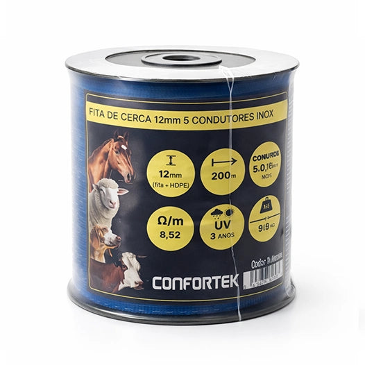 Fita de aço inoxidável de 5 condutores de 12mm (200m)